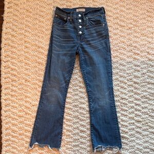 Madewell Cali Demi Boot Jeans- size 24, Button Fly, Raw Hem